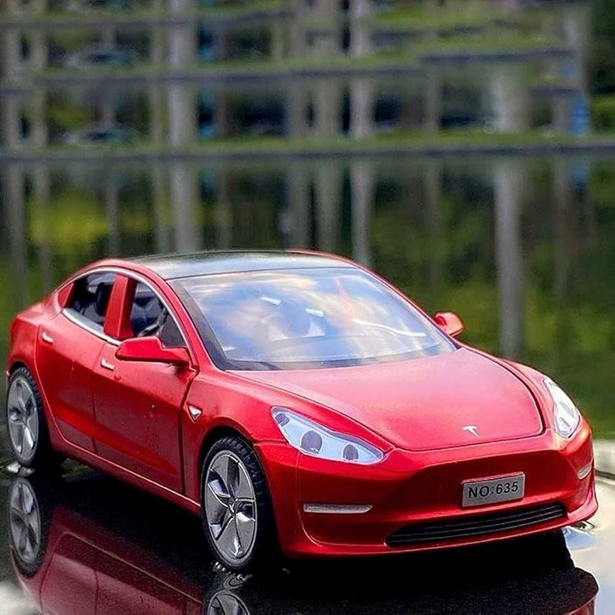 Tesla Model 3 ミニカー 1/43 レッド NEW) Tesla Model 3 (1:43 Scale) Red Diecast Model RARE